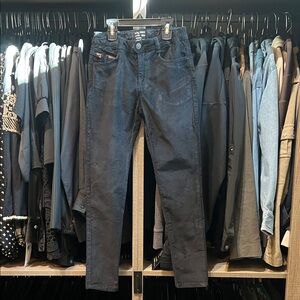 Zara Girls Black Velvet Jeans Narrow Zip Detail Adj Waist Dress Up or Down Sz 9